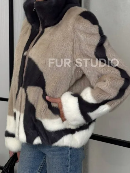Норковая шуба - бомбер на молнии - фото 1