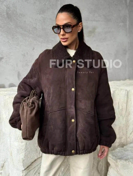 Дубленка бомбер женская - фото 0