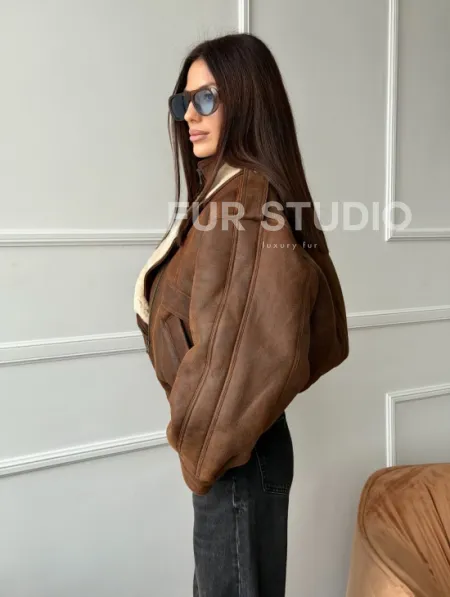 Молодежная куртка - дубленка из овчины - фото 8