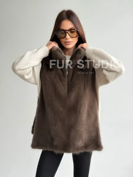 Женская меховая манишка - мех норка - фото 9