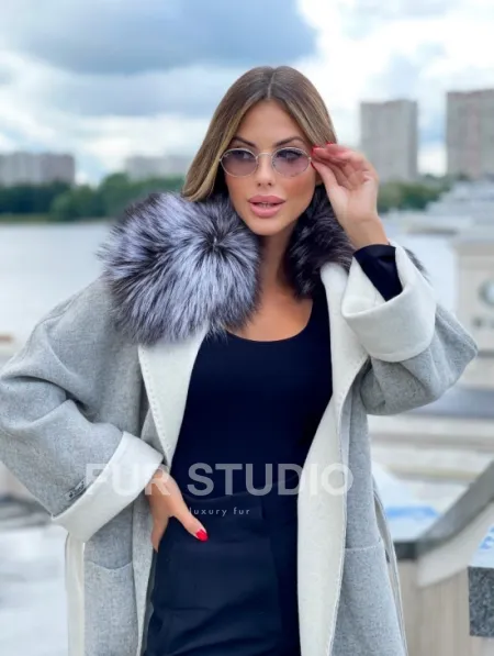 Пальто из шерсти альпаки с воротником блюфрост - фото 3
