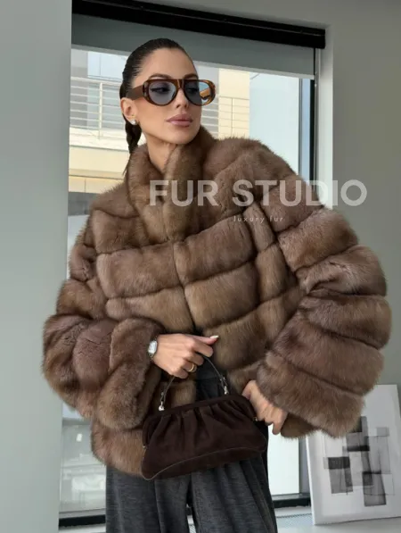 Полушубок из соболя «Тортора графит» - фото 13