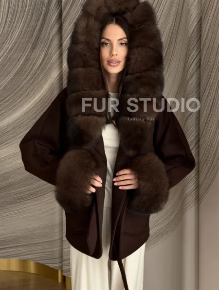 Пальто с мехом песца под соболь - фото 6