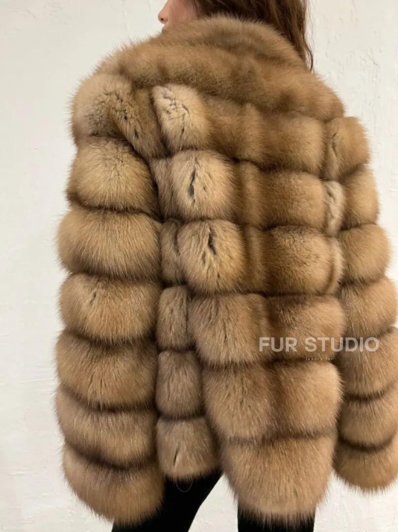 Шуба из меха куницы на молнии - фото 3