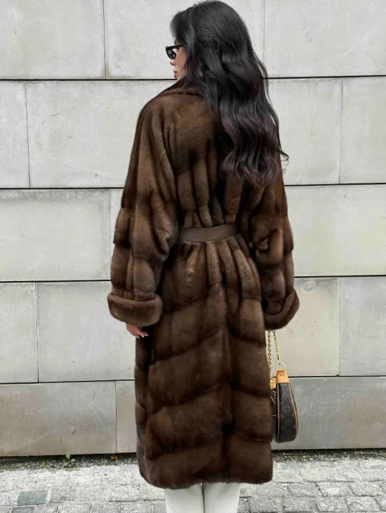 Кимоно шуба английский воротник - цвет соболь - фото 6