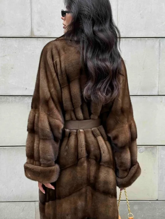 Кимоно шуба английский воротник - цвет соболь - фото 4