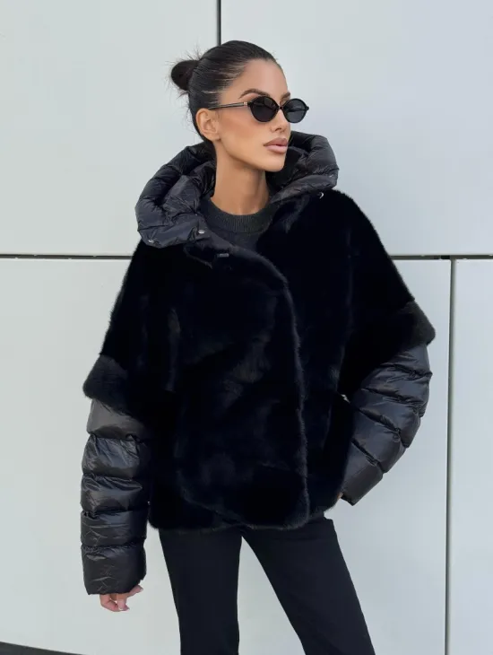 Курточка-жилет трансформер из меха норки с капюшоном - фото 9