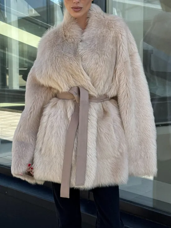 Женская двухсторонняя дубленка-шуба из меха итальянской тосканы - фото 5