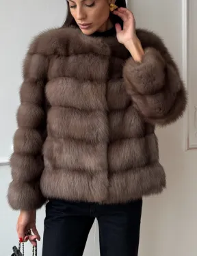 Шуба из меха куницы Truffle с воротником шанель - фото 4