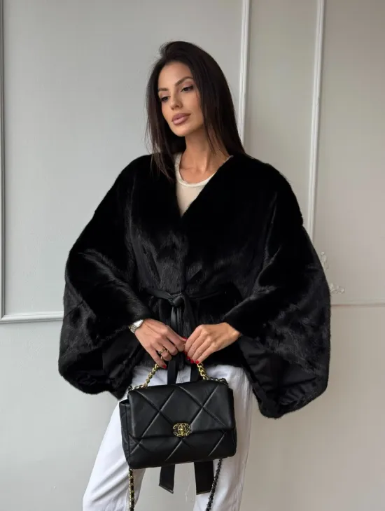 Черная натуральная норковая шуба летучка - фото 6