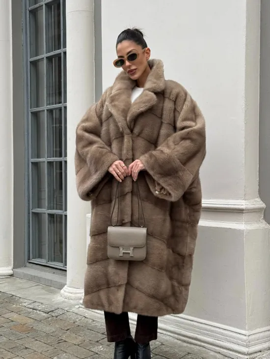 Норковая шуба Бохо из меха скандинавской норки Pastel (большие размеры) - фото 10