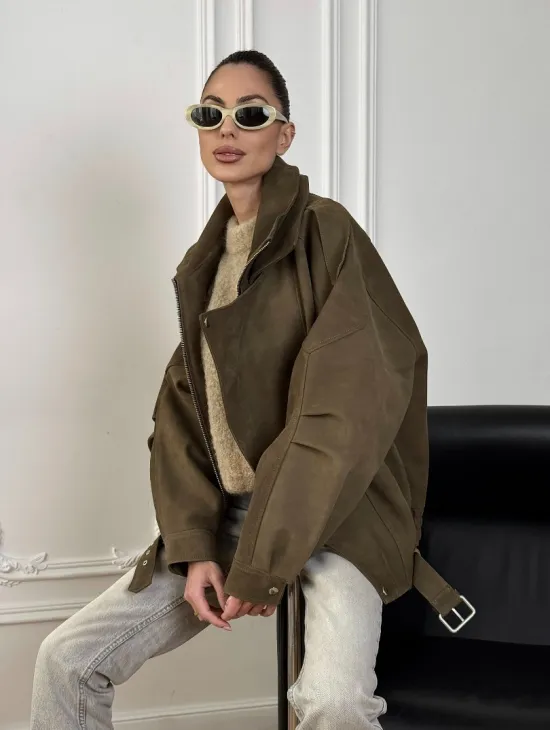 Популярная натуральная женская кожаная куртка-бомбер  