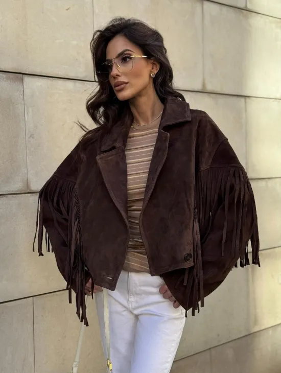 Кожаная куртка с бахромой - фото 8