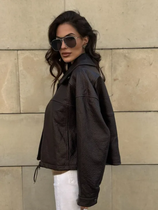 Короткая куртка оверсайз из натуральной кожи Joomba - фото 4