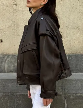 Кожаная коричневая куртка Retro Vintage - фото 7