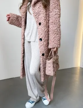 Шуба из экомеха в цвете пудра - фото 5