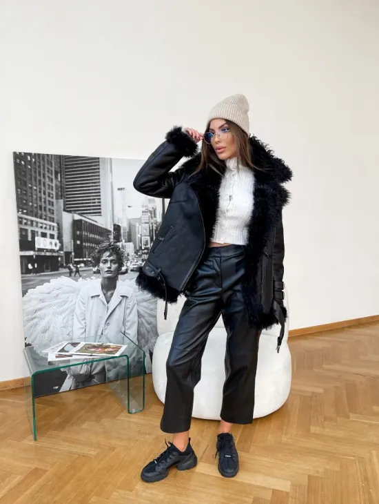 Стильная дубленка из натуральной овчины Тиградо - фото 3