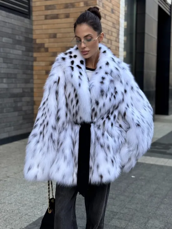 Шуба летучка из меха лисы под рысь Exclusive - фото 4