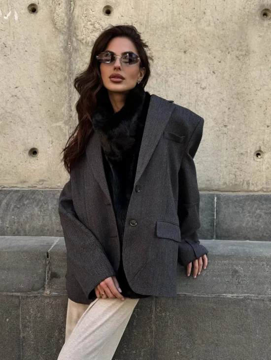 Черная норковая манишка - фото 12