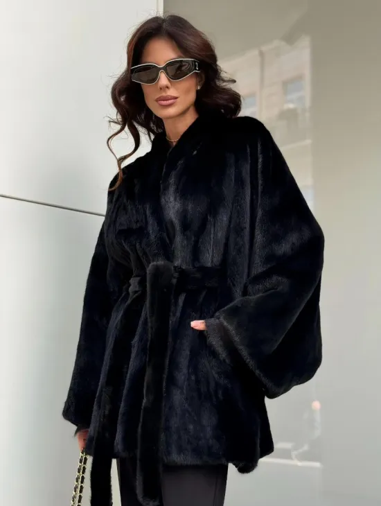 Черная шуба из аукционного меха норки SAGA FURS - фото 6