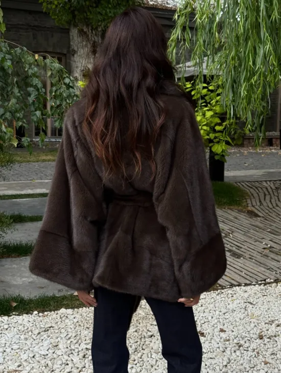 Шуба автоледи норковая - цвет коричневый - фото 3