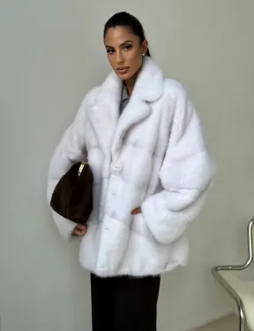 Белый норковый полушубок - фото 8