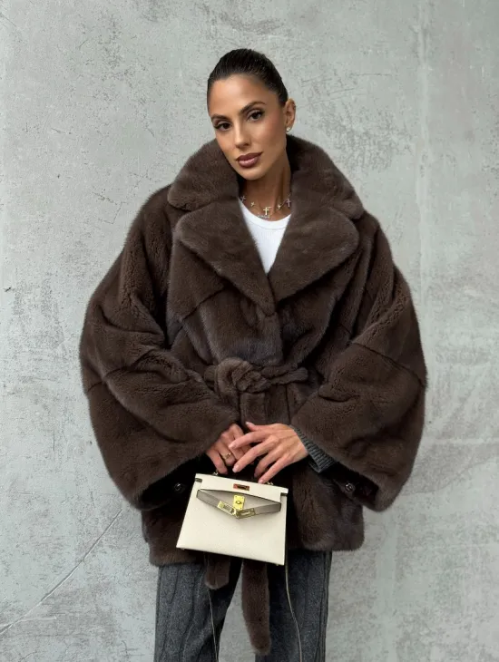 Полушубок норковый с английским воротником - летучка - фото 10