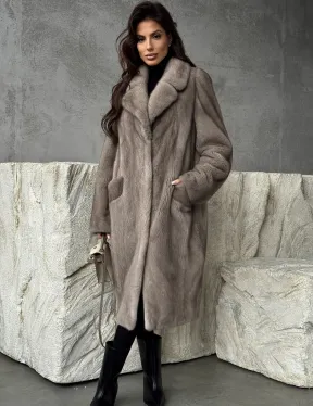 Норковая шуба в сером цвете 