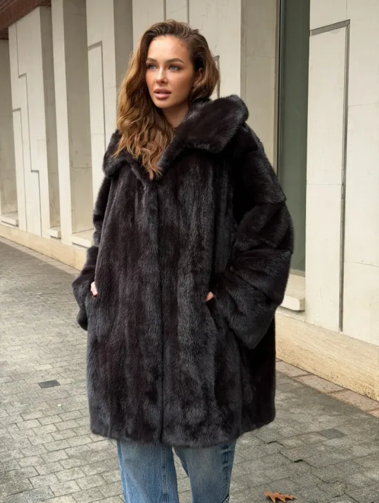 Норковая шуба с капюшоном - фото 6