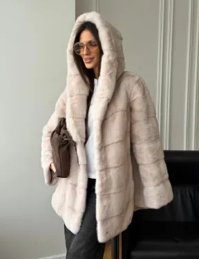 Норковая шуба с капюшоном -  