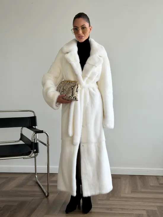 Белая норковая шуба в пол - фото 8