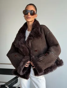Женская двухсторонняя дубленка - фото 0