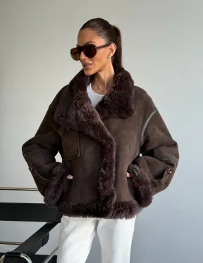 Женская двухсторонняя дубленка - фото 11