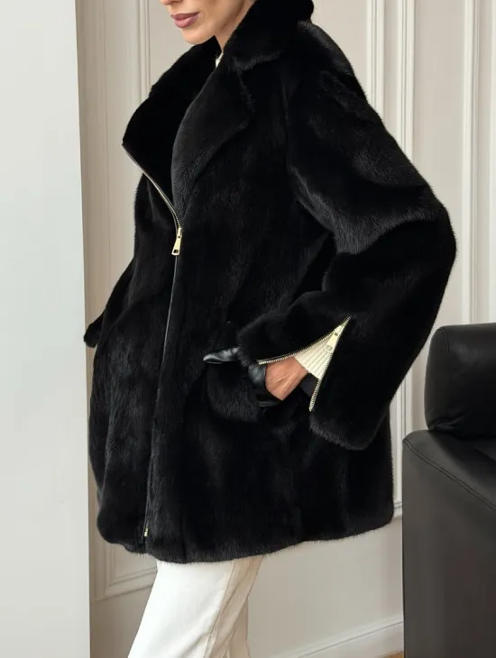 Черная норковая косуха - фото 5