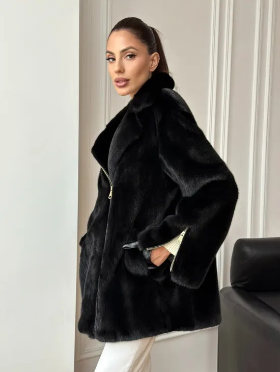 Черная норковая косуха - фото 12