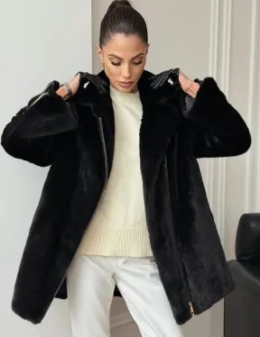 Черная норковая косуха - фото 10