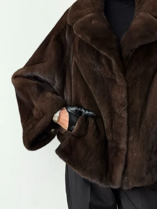 Короткая шуба из натурального меха норки - фото 2