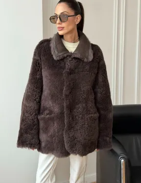 Двухсторонняя дубленка - мех тиградо - фото 7