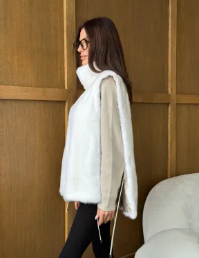 Белая норковая манишка - фото 10