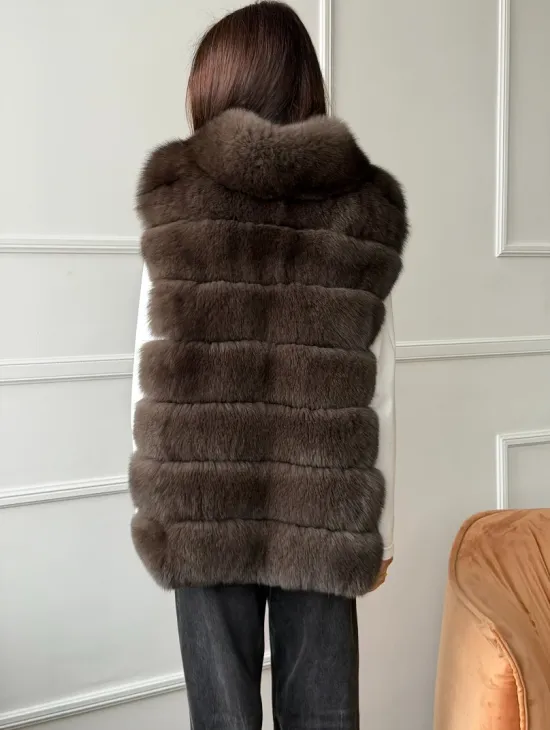 Меховая манишка под соболь из песца - фото 6