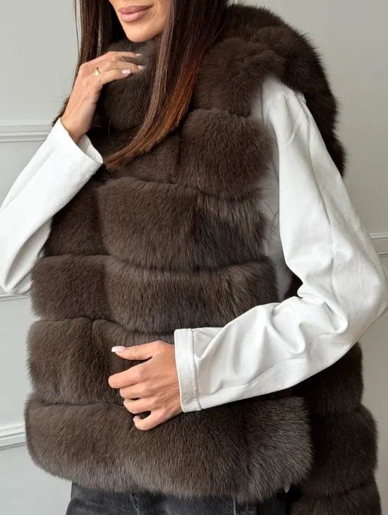 Меховая манишка под соболь из песца - фото 1