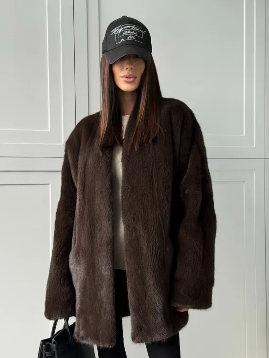 Куртка из норки с V - образным воротом - фото 11