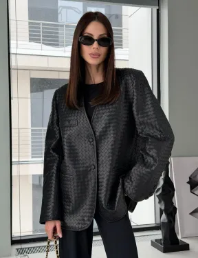 Женский пиджак из натуральной кожи - фото 0