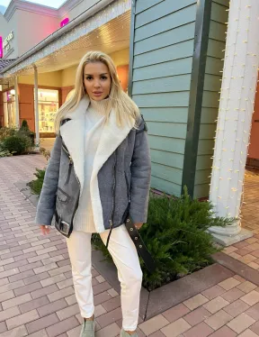 Дубленка - авиатор из винтажной кожи - фото 2