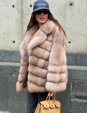 Шуба из меха куницы - цвет Tortora - фото 5