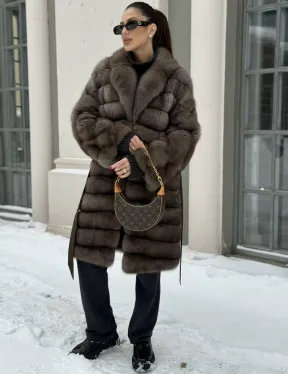 Шуба из меха соболя цвет Тортор  седина 1/2 - фото 1