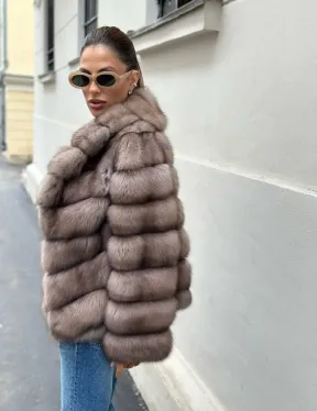 Шуба из меха соболя в оттенке торторо - фото 5