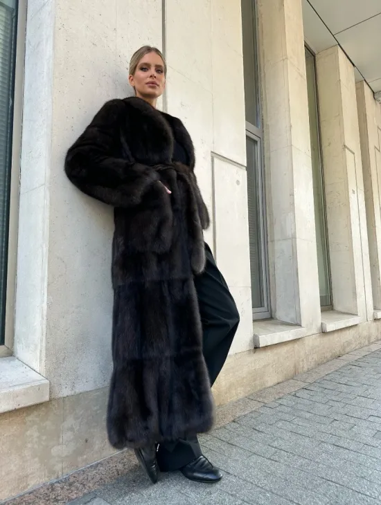 Меховое пальто из баргузинского соболя с проседью - фото 4