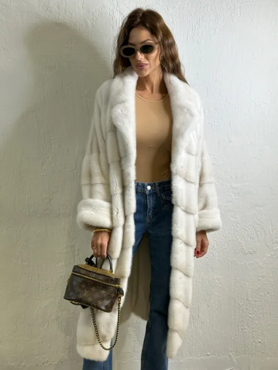 Кимоно шуба английский воротник - цвет колотый лед - фото 2