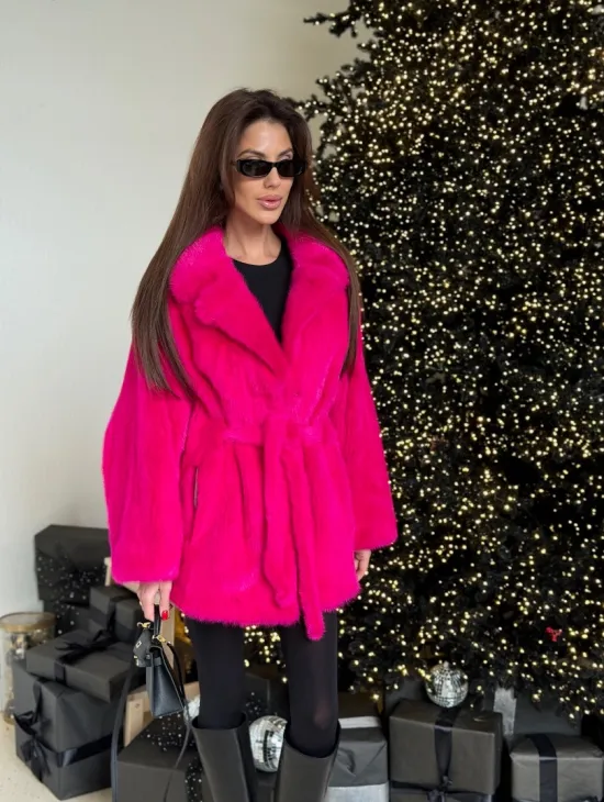 Норка роспуск английский воротник летучка - цвет фуксия - фото 4